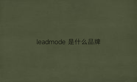 leadmode是什么品牌(leadr是什么牌子)